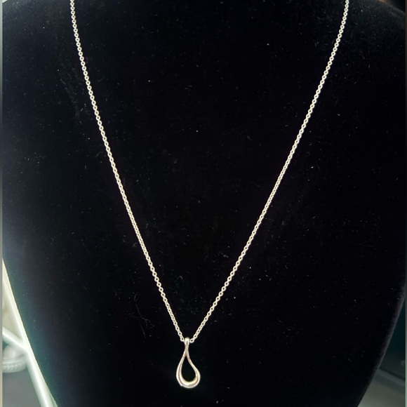 Tiffany & Co Elsa Peretti 925 Sterling  Silver Open Teardrop Necklace - Picture 2 of 11